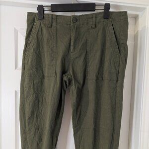 Liverpool Womens Petite Army Green crop utility pants